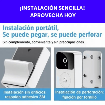(PROMO 50%🤩) DOORIX™| TIMBRE INALÁMBRICO INTELIGENTE CON ALTAVOZ, CÁMARA, MICRÓFONO