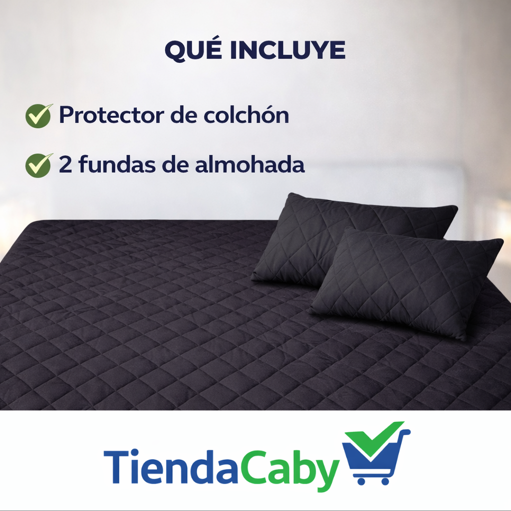 (PROMO 50% 🤩) Protector Colchón Antifluido + Obsequio 🎁 2 Fundas