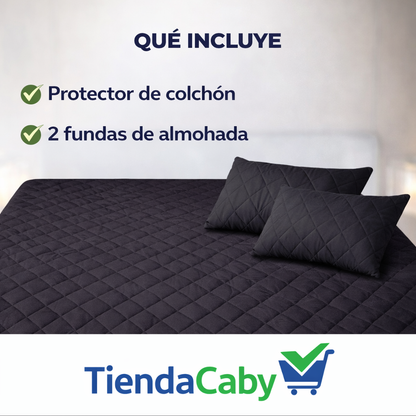 (PROMO 50% 🤩) Protector Colchón Antifluido + Obsequio 🎁 2 Fundas