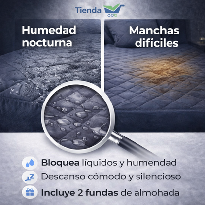 (PROMO 50% 🤩) Protector Colchón Antifluido + Obsequio 🎁 2 Fundas