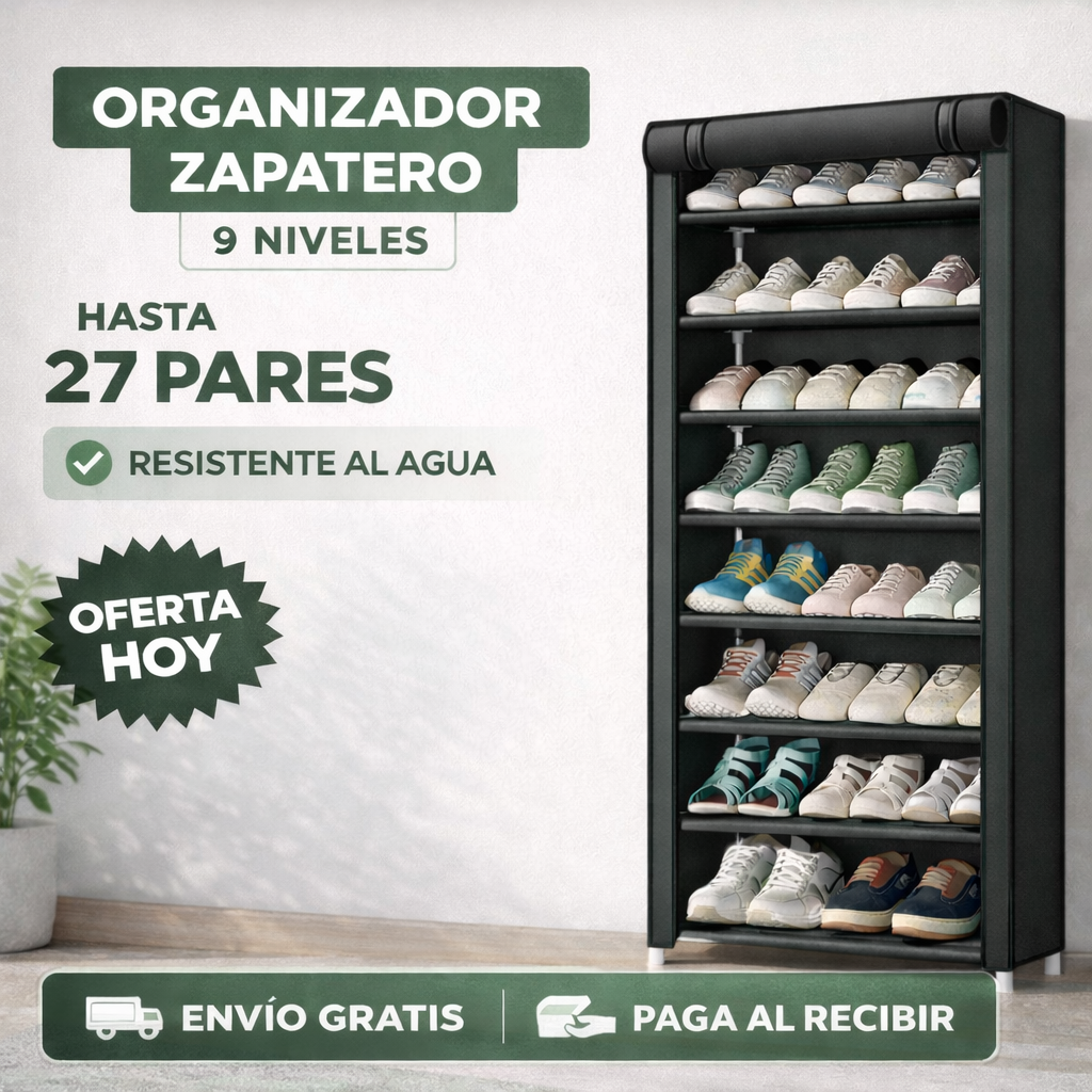 Organizador Zapatero 9 Niveles: Anti Polvo🏠